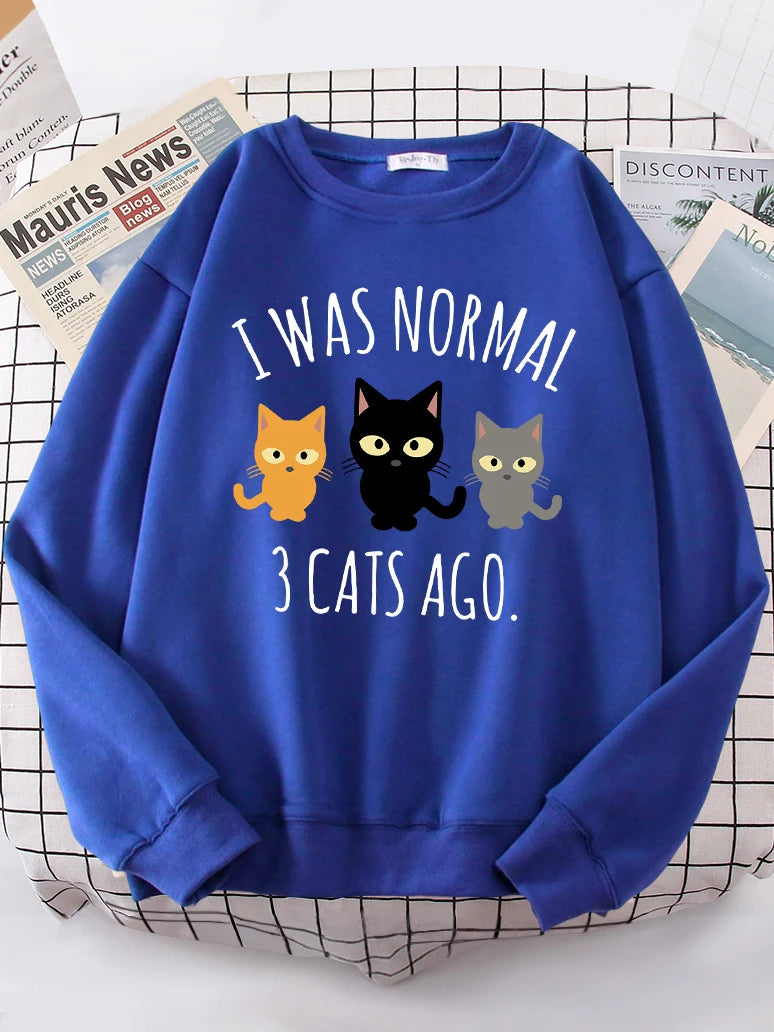 Eu era normal 3 gatos atrás imprimir moletom com capuz feminino moda S-XXL hoodies de alta qualidade oversize solto casual feminino roupas esportivas