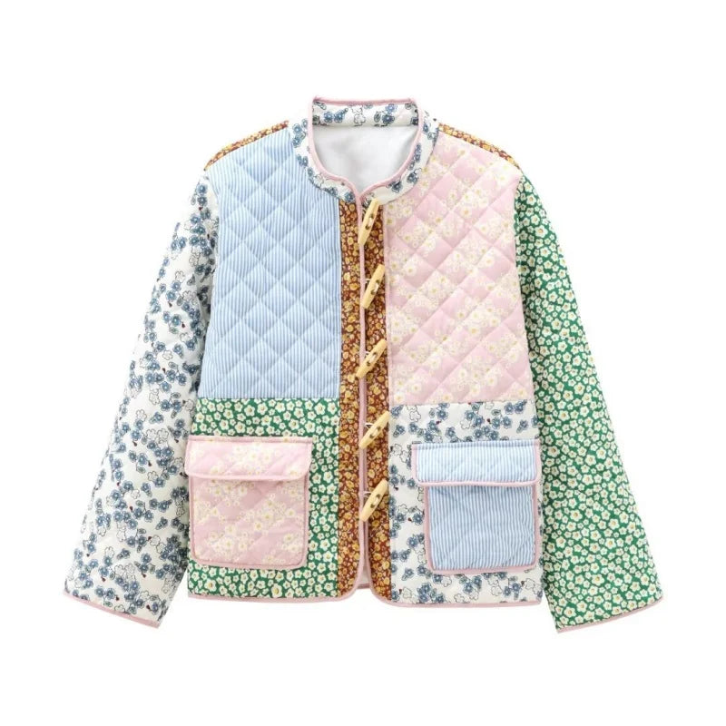 Casaco  patchwork multicolorido
