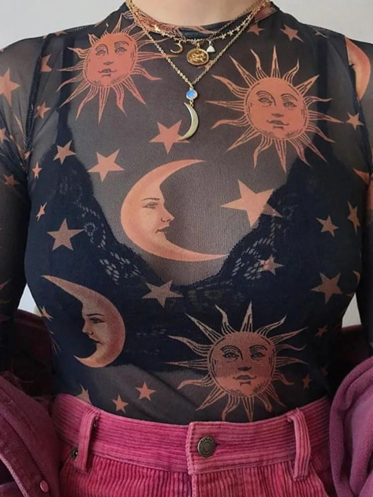 Blusa malha transparência