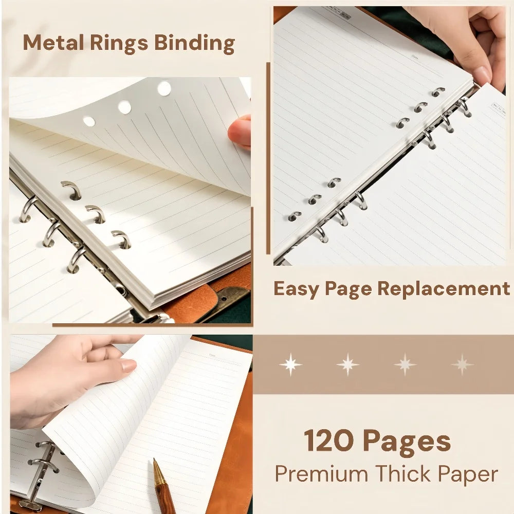 Diário de couro vintage para mulheres e homens, caderno de viagem com árvore da vida em relevo feito à mão, diário de escrita recarregável, ideia de presente