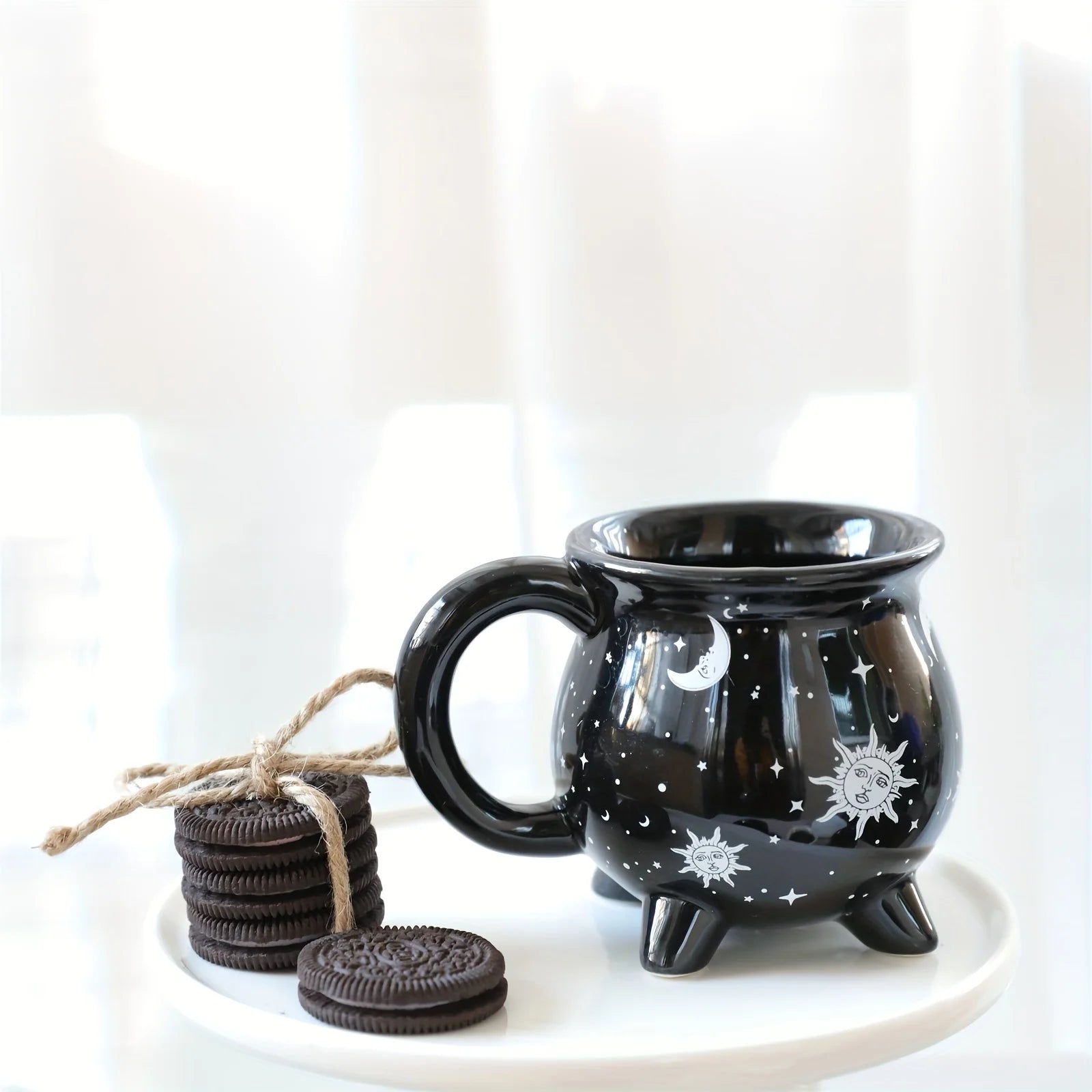 350ml/11.8oz sol lua estrelas caneca de café adivinhação fermentação em forma de xícara de café cerâmica presentes do feriado de natal presentes do dia dos namorados