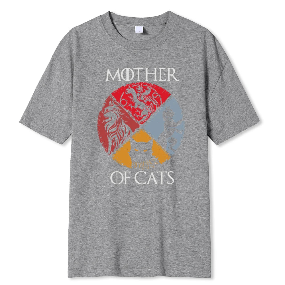 Gato família mãe de gatos impressão masculina t camisas qualidade tshirt verão casual algodão topos hip hop respirável camiseta roupas homem