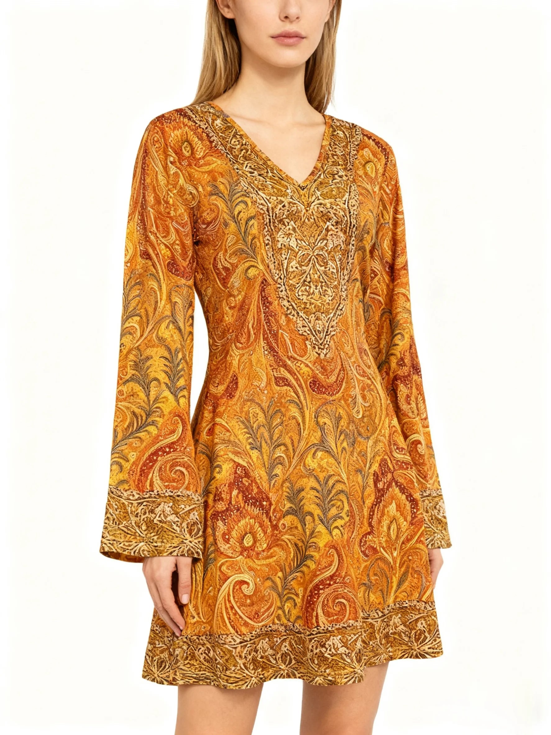 Vestido boho decote