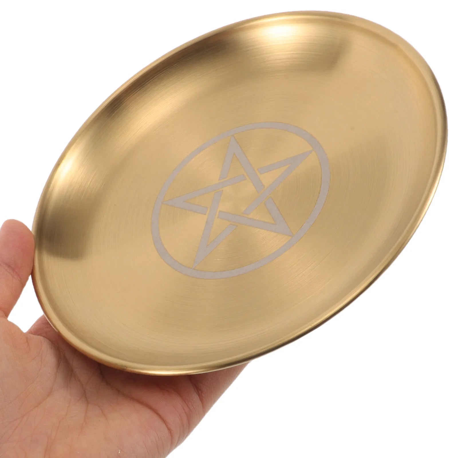 2 Peças Bandeja de Rituais e Ofertas para Altar com Pentagrama, em Aço Inoxidável, Organizador de Joias, Decoração para Cerimônias Místicas e Defumação