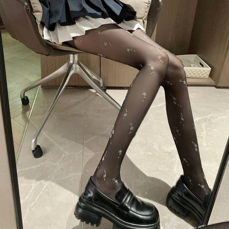 Meia calça mini flores