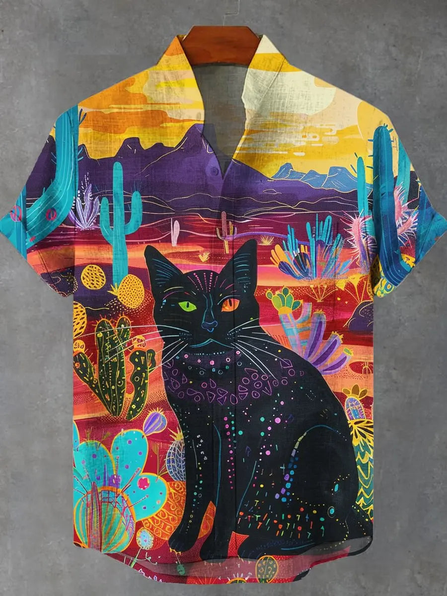 Camisas linho unissex gatinhos