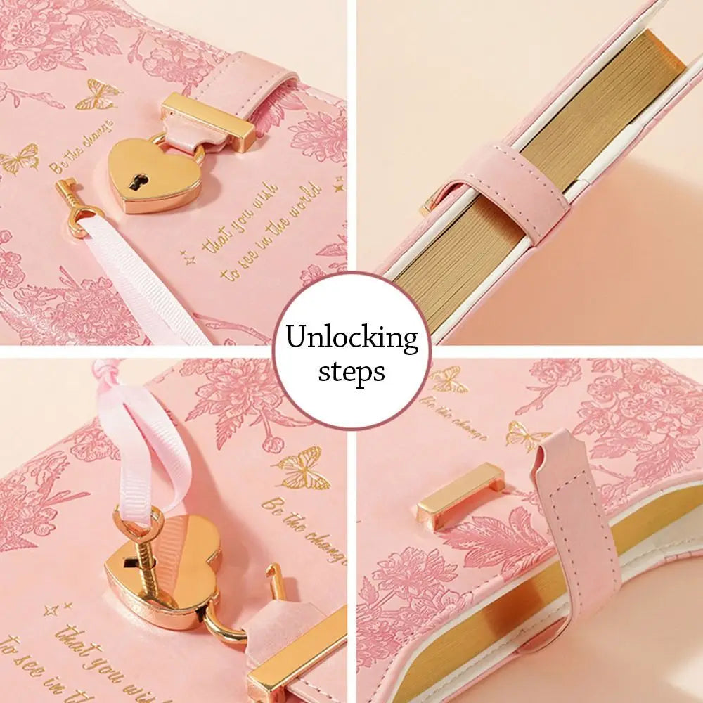 Simples com chaves de bloqueio de amor diário caderno 360 páginas tamanho b6 bloco de notas bonito couro do plutônio material de escritório escolar