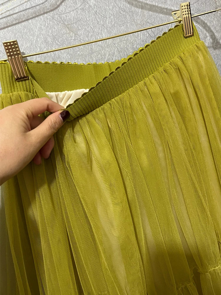 🌿 Saia de Tule Verde Oliva