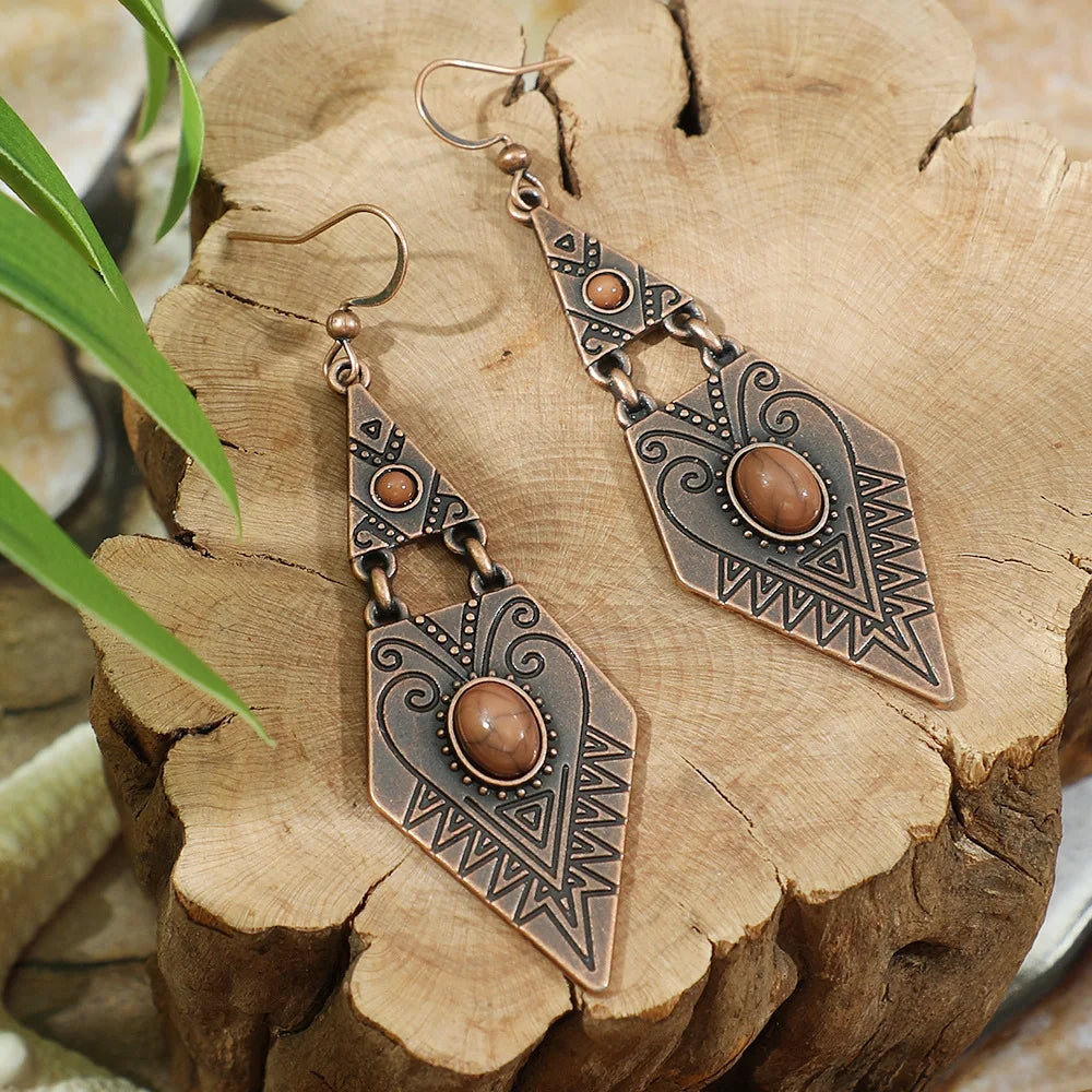 Brinco de gota geométrico boho vintage, borla étnica, contas azuis, flores, redondo, longo, pendurado, feminino, jhumka, joias indianas