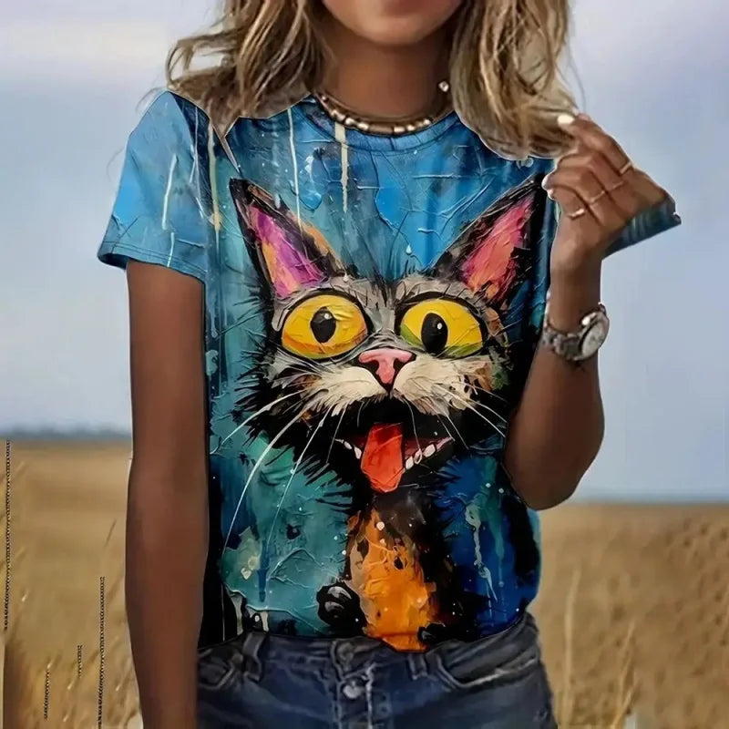 Camiseta pinturas abstrata cat