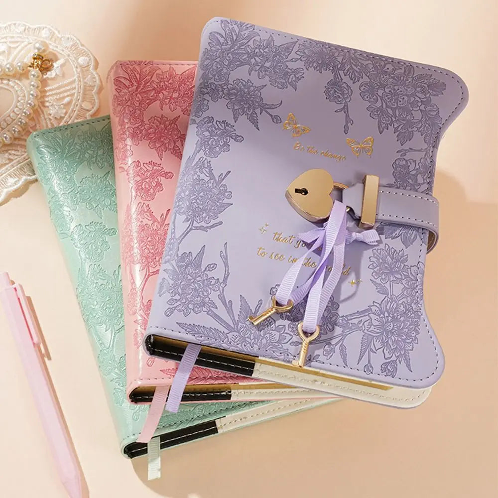 Simples com chaves de bloqueio de amor diário caderno 360 páginas tamanho b6 bloco de notas bonito couro do plutônio material de escritório escolar