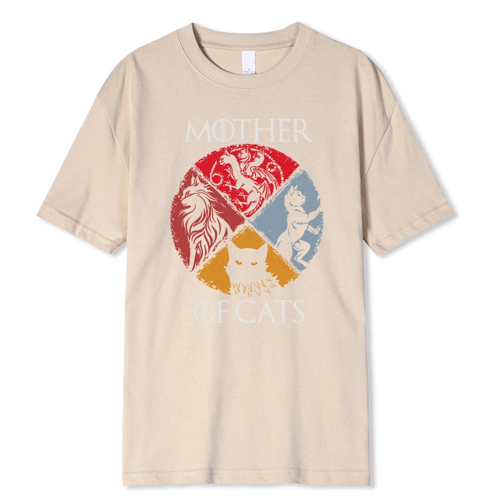 Gato família mãe de gatos impressão masculina t camisas qualidade tshirt verão casual algodão topos hip hop respirável camiseta roupas homem