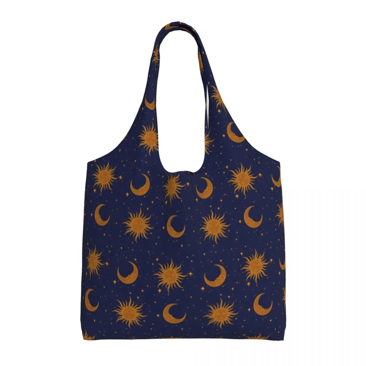 Lua Ouro Vintage e Estrelas Tote Saco De Compras, Impressão Kawaii Personalizado, Bolsa De Ombro Shopper Reutilizável Canvas
