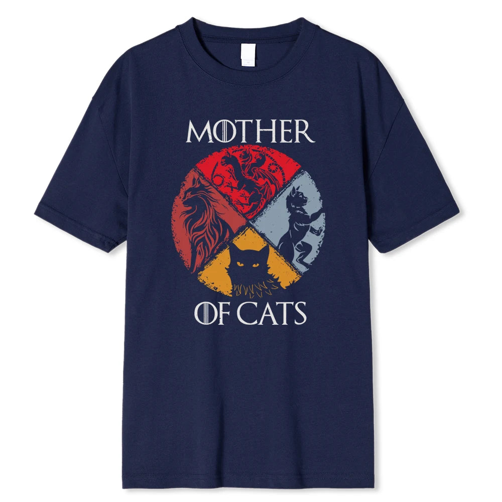 Gato família mãe de gatos impressão masculina t camisas qualidade tshirt verão casual algodão topos hip hop respirável camiseta roupas homem