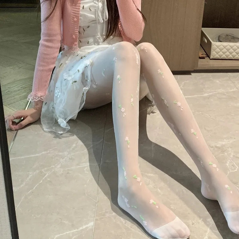 Meia calça mini flores