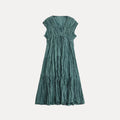 Vestido plissado folha