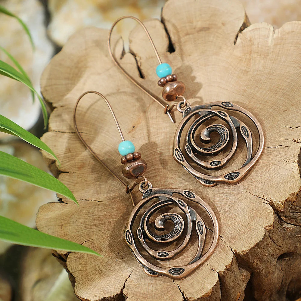 Brinco de gota geométrico boho vintage, borla étnica, contas azuis, flores, redondo, longo, pendurado, feminino, jhumka, joias indianas