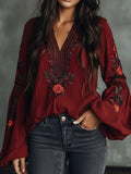 Blusa Boho Bordado Floral oversized