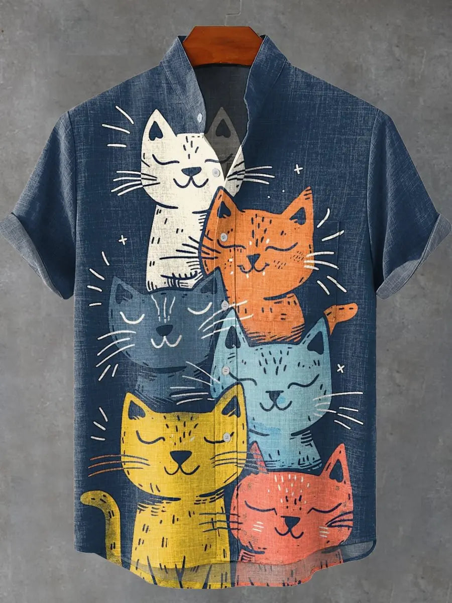 Camisas linho unissex gatinhos
